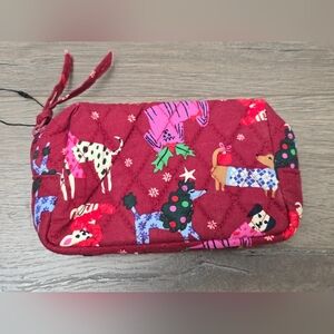 Vera Bradley Holiday Hounds Wristlet Full Zip Dogs NWOT